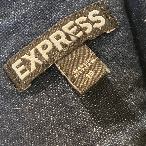 Express Blue A-Line Mini Skirt with Tie Front - Picture 2 of 5